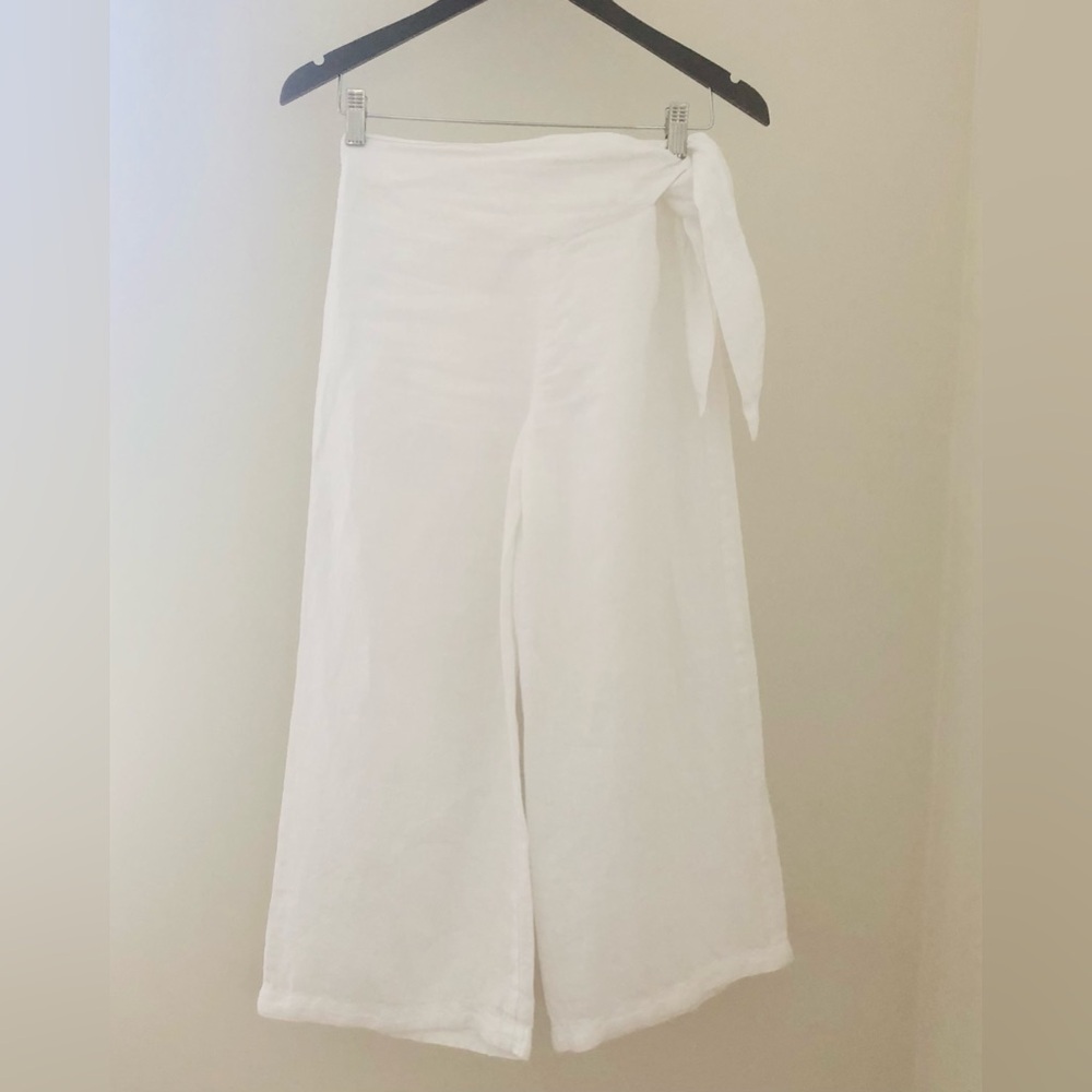 Club Monaco White Wideleg Linen Pants